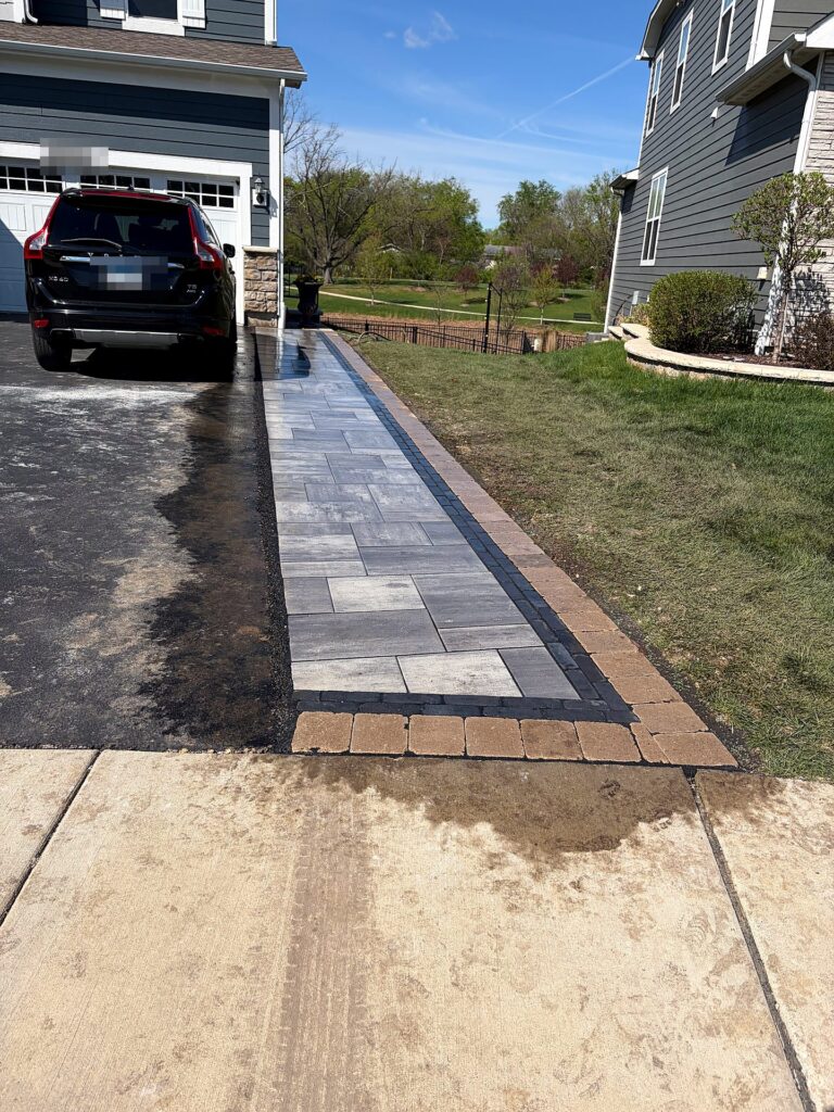 Paver Walkway Beside the Driveway