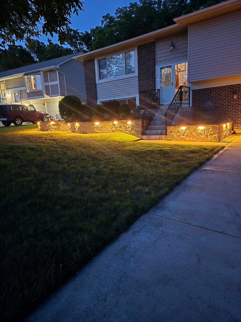 Wall-Cap Lighting at Dusk